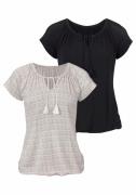 Vivance T-shirt met iets aangerimpelde hals (Set van 2)