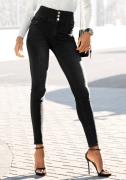 NU 20% KORTING: Lascana High-waist jeans met goudkleurige knopen
