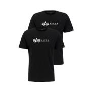 Alpha Industries Shirt met ronde hals Label T 2 Pack (2-delig, Set van...