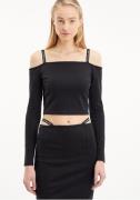 NU 20% KORTING: Calvin Klein Shirt met carmenhals LOGO STRAPS MILANO L...