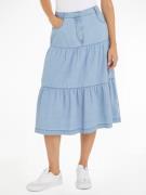 TOMMY Jeans rok TJW CHAMBRAY TIERED MIDI SKIRT