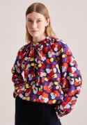 seidensticker Klassieke blouse Zwarte roos Lange mouwen kraag print