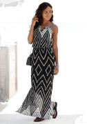 Lascana Maxi-jurk in zwart-wit design met split, zomerjurk, strandjurk