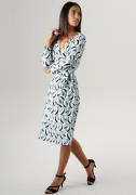 Aniston SELECTED Jerseyjurk met strikdetail en v-hals in wikkellook - ...