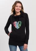 Ragwear Sweater NESKA LOVE O met asymmetrische sjaalkraag in rainbow p...