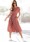 NU 20% KORTING: Lascana Midi-jurk met stippenprint en zakken, zomerjur...