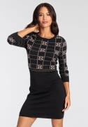 NU 20% KORTING: Melrose Gebreide jurk met modern jacquard patroon - ni...