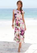 NU 20% KORTING: Beachtime Midi-jurk met bloemenprint en elastische tai...