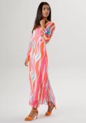 Aniston SELECTED Maxi-jurk met kleurrijke golfprint - nieuwe collectie