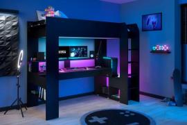 Parisot Hoogslaper Gaming-Bett, mit Schreibtisch, USB Anschluss, LED, ...