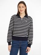 NU 20% KORTING: Tommy Hilfiger Sweater SMD BRETON STRIPE 1/2 ZIP HWK