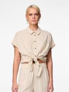 pieces Blouse met korte mouwen PCVINSTY SS LINEN TIE SHIRT NOOS