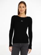 NU 20% KORTING: Calvin Klein Trui met ronde hals WOVEN LABEL TIGHT SWE...