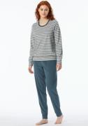 Schiesser Pyjama "Casual Essentials" met contrastbeleg bij de hals (2-...