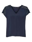 Vero Moda Shirt met V-hals VMRUSK LACE V-NECK SS TOP WVN GA