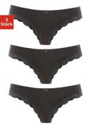 Lascana Brazilian slip van elastische katoen met delicate kant (set, 3...