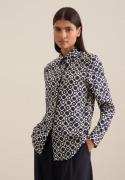 seidensticker Overhemdblouse Zwarte roos Lange mouwen kraag print