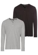 H.I.S Henleyshirt met knoopsluiting (set, 2-delig, 2 stuks)