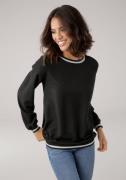 Laura Scott Blouse zonder sluiting met contrasterende band van glansga...