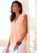 Lascana Blouse met ruches met korte mouwen, zomerse blouse met knoopsl...