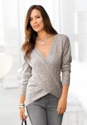 Lascana Gebreide trui met wikkel-effect en v-hals, casual-chic