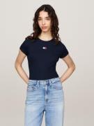 TOMMY JEANS Shirt met ronde hals TJW SLIM BADGE RIB TEE in ribstructuu...