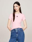 TOMMY JEANS Shirt met ronde hals TJW SLIM BADGE RIB TEE in ribstructuu...