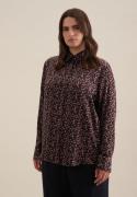 seidensticker Overhemdblouse Zwarte roos Lange mouwen kraag print