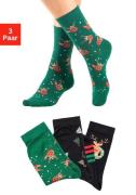 NU 20% KORTING: H.I.S Basic sokken met kerstachtige motieven (set, 3 p...