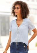 NU 20% KORTING: Lascana Blouse zonder sluiting met kantdetails, korte ...