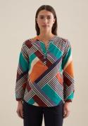 seidensticker Klassieke blouse Zwarte roos Tunika met geometrische pat...