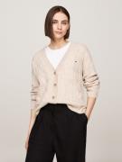 Tommy Hilfiger Vest SOFT WOOL CABLE CARDIGAN met kabelpatroon, premium...