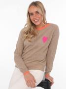 NU 20% KORTING: Zwillingsherz Kasjmiertrui Big round neck "Hart" met r...