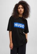 HUGO Blue T-shirt Nico met grote logo-print, unisex