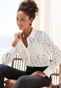 Lascana Kanten blouse met overhemdkraag, kanten blouse, transparante b...