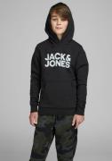 Jack & Jones Junior Hoodie JJECORP met print, kangoeroezak, onderhouds...