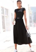 Lascana Midi-jurk met plissé rokdeel, basic, modieus