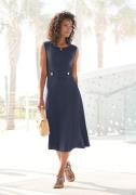 Lascana Midi-jurk met decoratieve gespen en goudkleurige sierknopen, s...