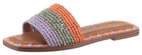 Tamaris Slippers , blokhak, zomerschoen, strandschoen, tweekleurige bi...