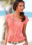 Beachtime Shirt met korte mouwen Met lichtdoorlatende palmen van zacht...