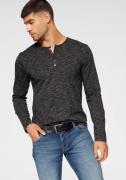 Bruno Banani Shirt met lange mouwen smalle pasvorm, gemêleerde look en...