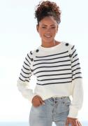 Vivance Gestreepte trui met sierknopen, strepenlook, gebreide trui, mo...