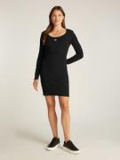 TOMMY JEANS Jerseyjurk TJW BADGE RIB BODYCON DRESS EXT met geribbelde ...