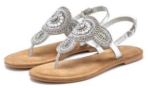 Lascana Teenslippers Sandaal, pantoffel in glitter-look en zachte lere...
