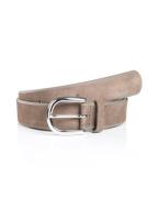 MONTI Leren riem Pavia van nubuckleer met glanzende gesp - 3,5 cm bree...