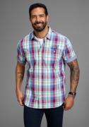 Man's World Overhemd met korte mouwen in ruitpatroon met kleine borstb...