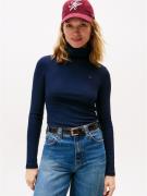 Tommy Hilfiger Shirt met lange mouwen SLIM 5X2 RIB ROLL-NK LS in een g...