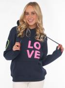 Zwillingsherz Hoodie met geborduurd neonhart op de mouw en "love"-schr...