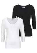 Flashlights Shirt met V-hals effen, v-hals, basic stijl, van katoen, i...