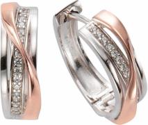 Firetti Oorringen Sieraad cadeau zilver 925 tweekleurig gebogen ontwer...